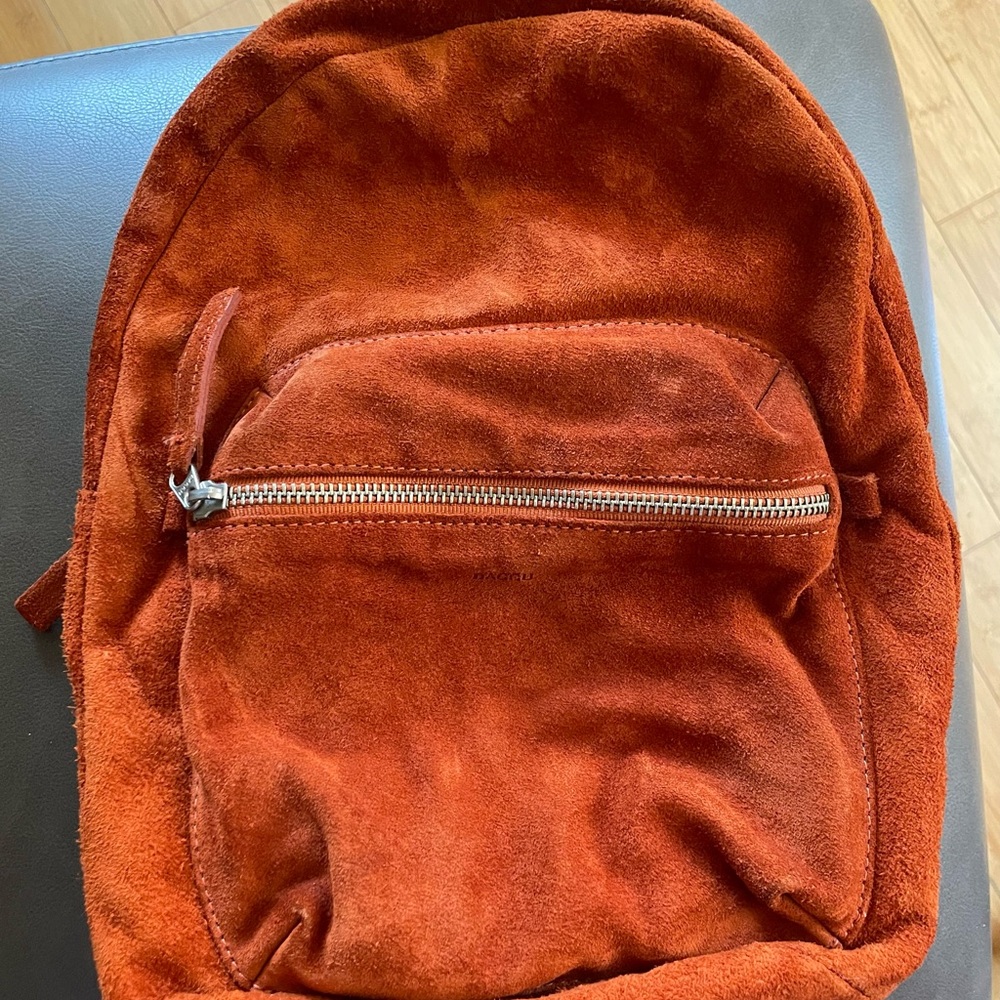 Baggu Rust Suede Backpack